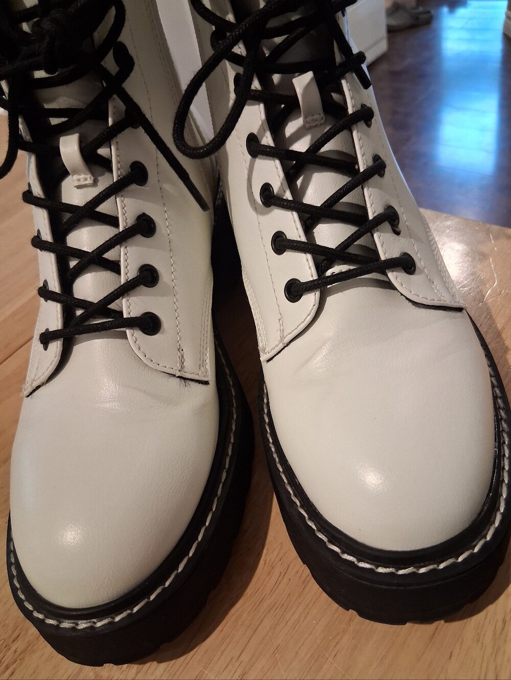 Madden Girl Carra White Lace-Up Combat Boots | Size 8.5 - Picture 3 of 11